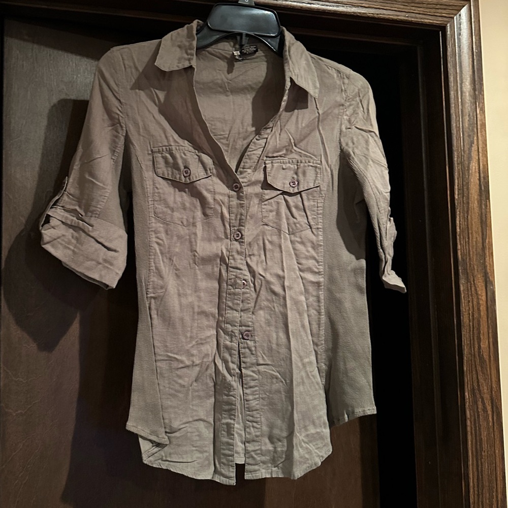 Army green button-up